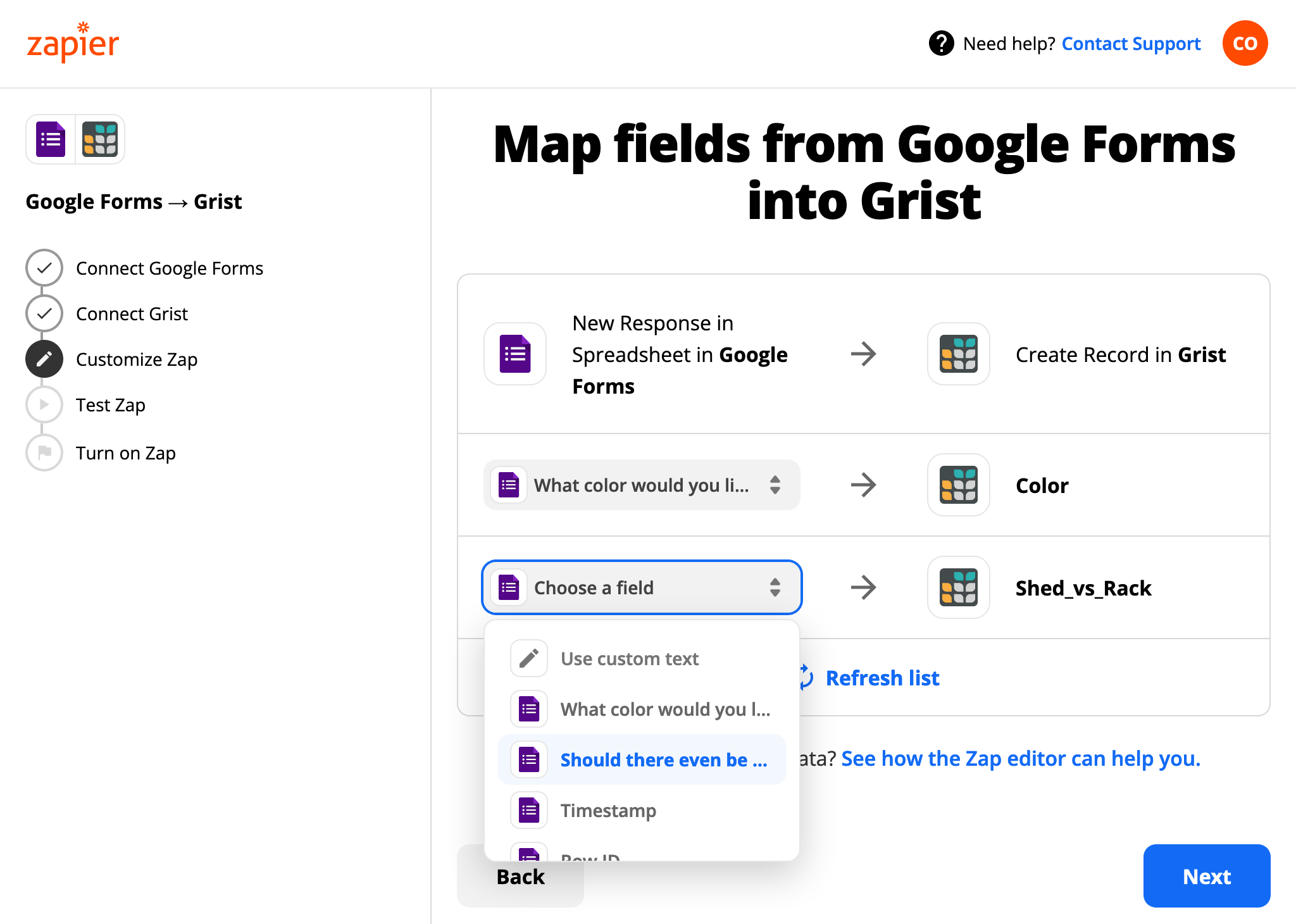 map fields